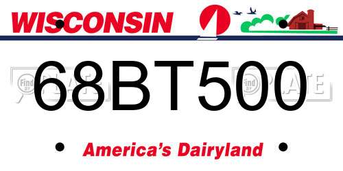 68BT500 Wisconsin License Plate