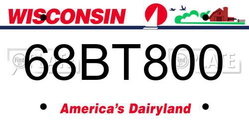 68BT800 Wisconsin License Plate