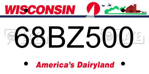 68BZ500 Wisconsin License Plate