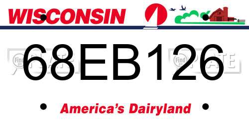 68EB126 Wisconsin License Plate