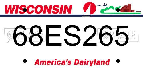68ES265 Wisconsin License Plate