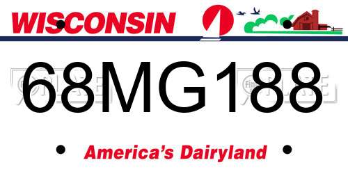 68MG188 Wisconsin License Plate