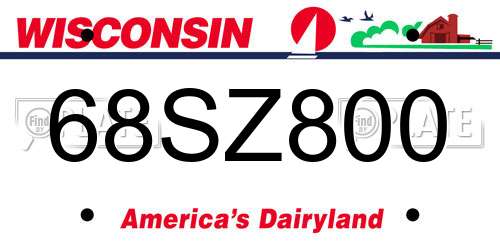 68SZ800 Wisconsin License Plate