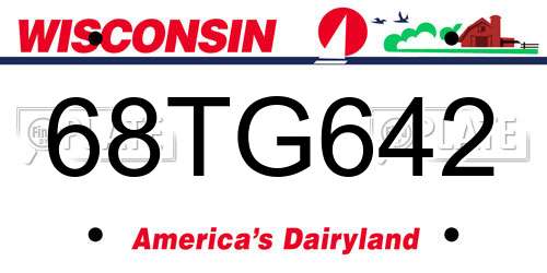 68TG642 Wisconsin License Plate