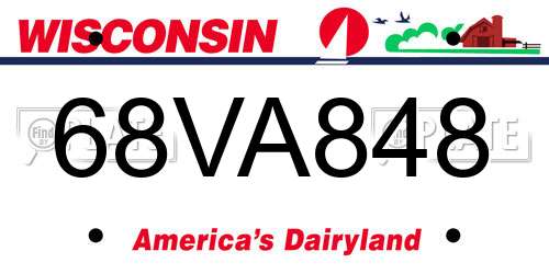 68VA848 Wisconsin License Plate