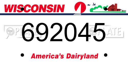 692045 Wisconsin License Plate