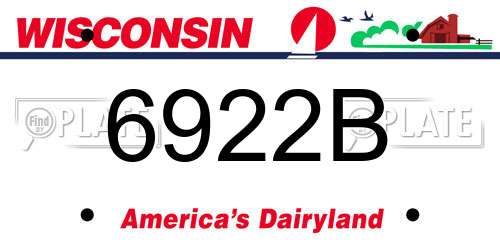 6922B Wisconsin License Plate
