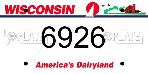 6926 Wisconsin License Plate
