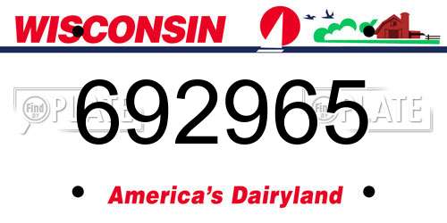 692965 Wisconsin License Plate