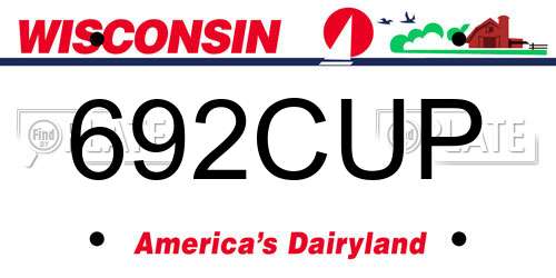 692CUP Wisconsin License Plate