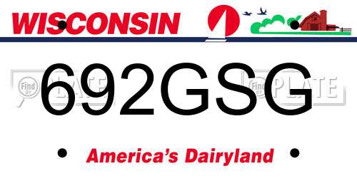 692GSG Wisconsin License Plate