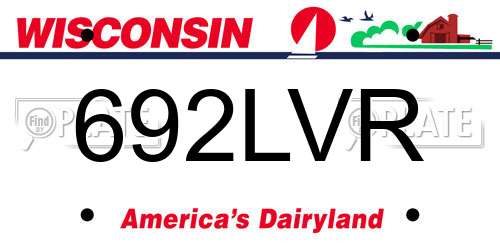692LVR Wisconsin License Plate