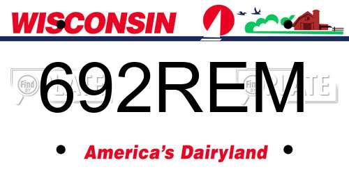 692REM Wisconsin License Plate