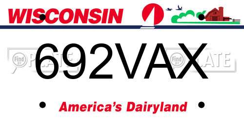 692VAX Wisconsin License Plate
