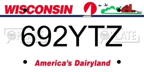 692YTZ Wisconsin License Plate