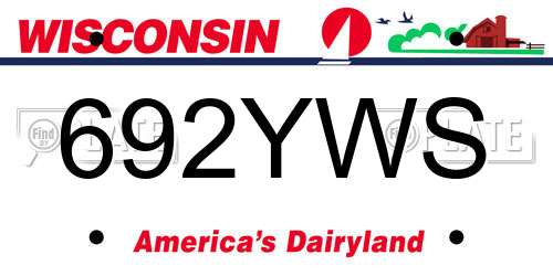 692YWS Wisconsin License Plate