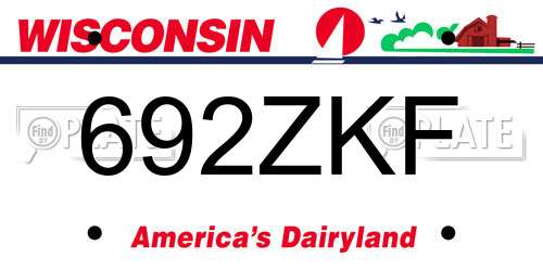 692ZKF Wisconsin License Plate