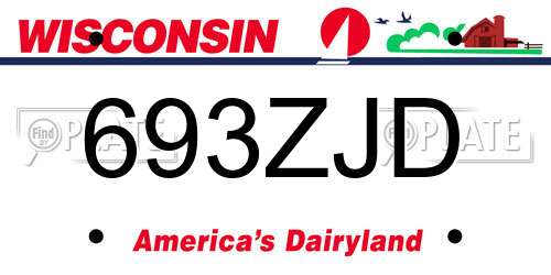 693ZJD Wisconsin License Plate