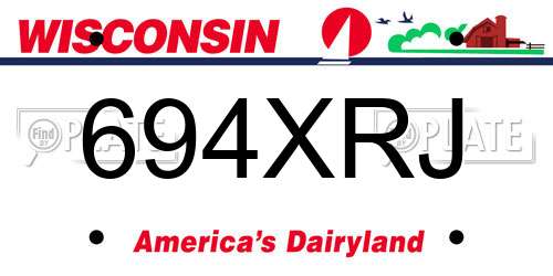 694XRJ Wisconsin License Plate