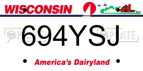 694YSJ Wisconsin License Plate