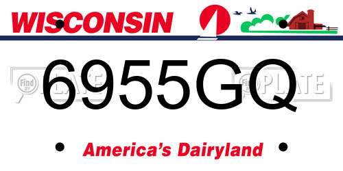 6955GQ Wisconsin License Plate