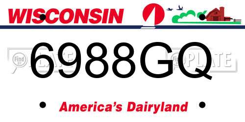 6988GQ Wisconsin License Plate