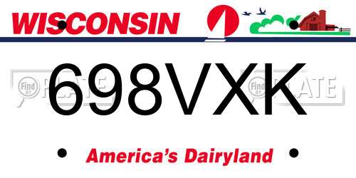 698VXK Wisconsin License Plate