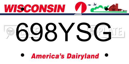 698YSG Wisconsin License Plate