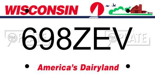 698ZEV Wisconsin License Plate