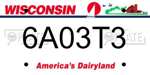 6A03T3 Wisconsin License Plate