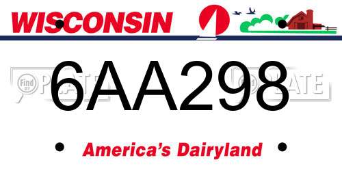 6AA298 Wisconsin License Plate