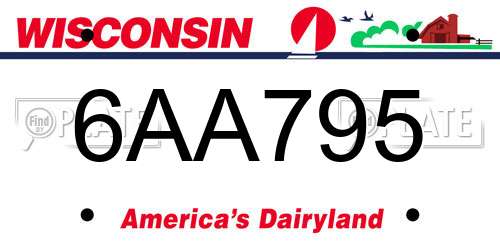 6AA795 Wisconsin License Plate