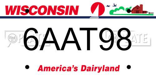 6AAT98 Wisconsin License Plate
