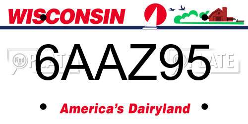 6AAZ95 Wisconsin License Plate
