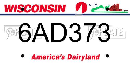 6AD373 Wisconsin License Plate