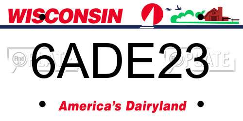 6ADE23 Wisconsin License Plate