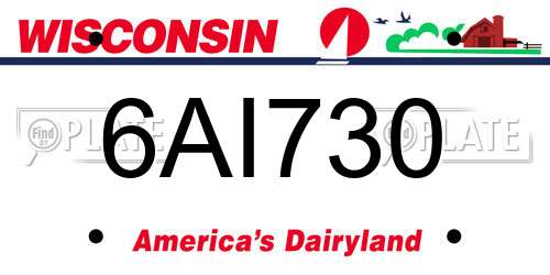6AI730 Wisconsin License Plate