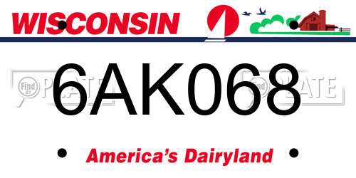 6AK068 Wisconsin License Plate