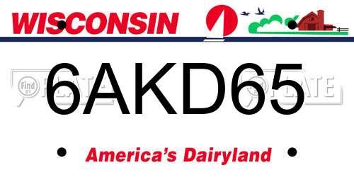 6AKD65 Wisconsin License Plate