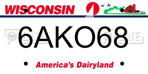 6AKO68 Wisconsin License Plate