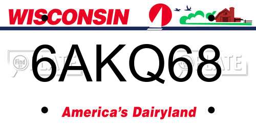 6AKQ68 Wisconsin License Plate
