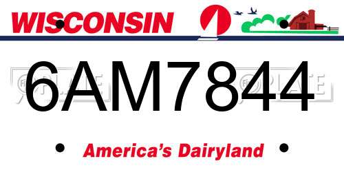 6AM7844 Wisconsin License Plate