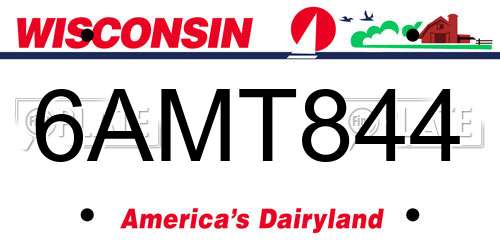 6AMT844 Wisconsin License Plate