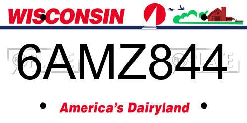 6AMZ844 Wisconsin License Plate