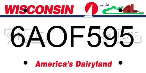 6AOF595 Wisconsin License Plate