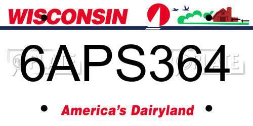 6APS364 Wisconsin License Plate