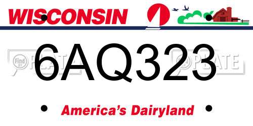 6AQ323 Wisconsin License Plate