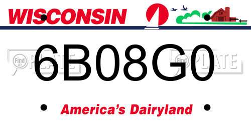 6B08G0 Wisconsin License Plate