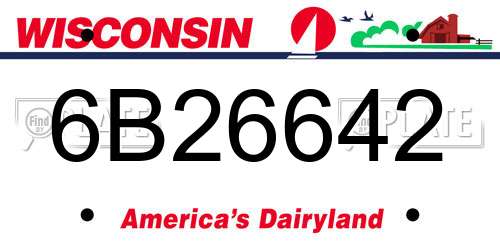 6B26642 Wisconsin License Plate