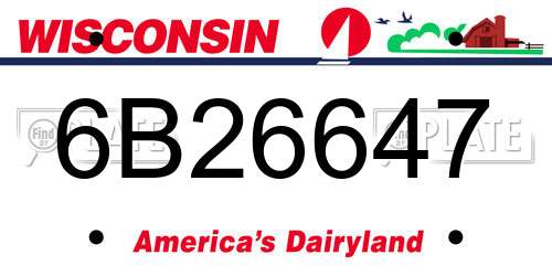 6B26647 Wisconsin License Plate